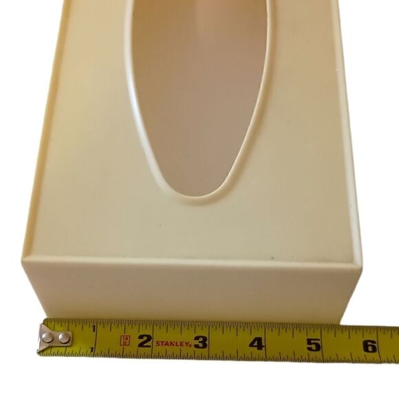 VIntage Tissue Box Cover Holder Fesco Plastic Beige Pink Rose Celluloid Plastic. - Picture 2 of 16